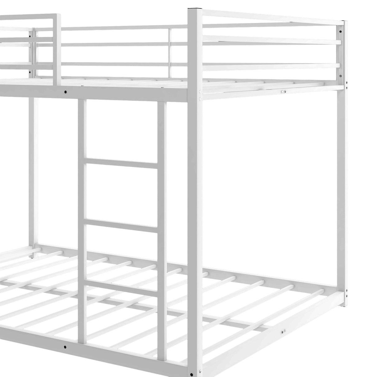 Modern Metal Bunk Bed, Low Bunk Bed with Ladder