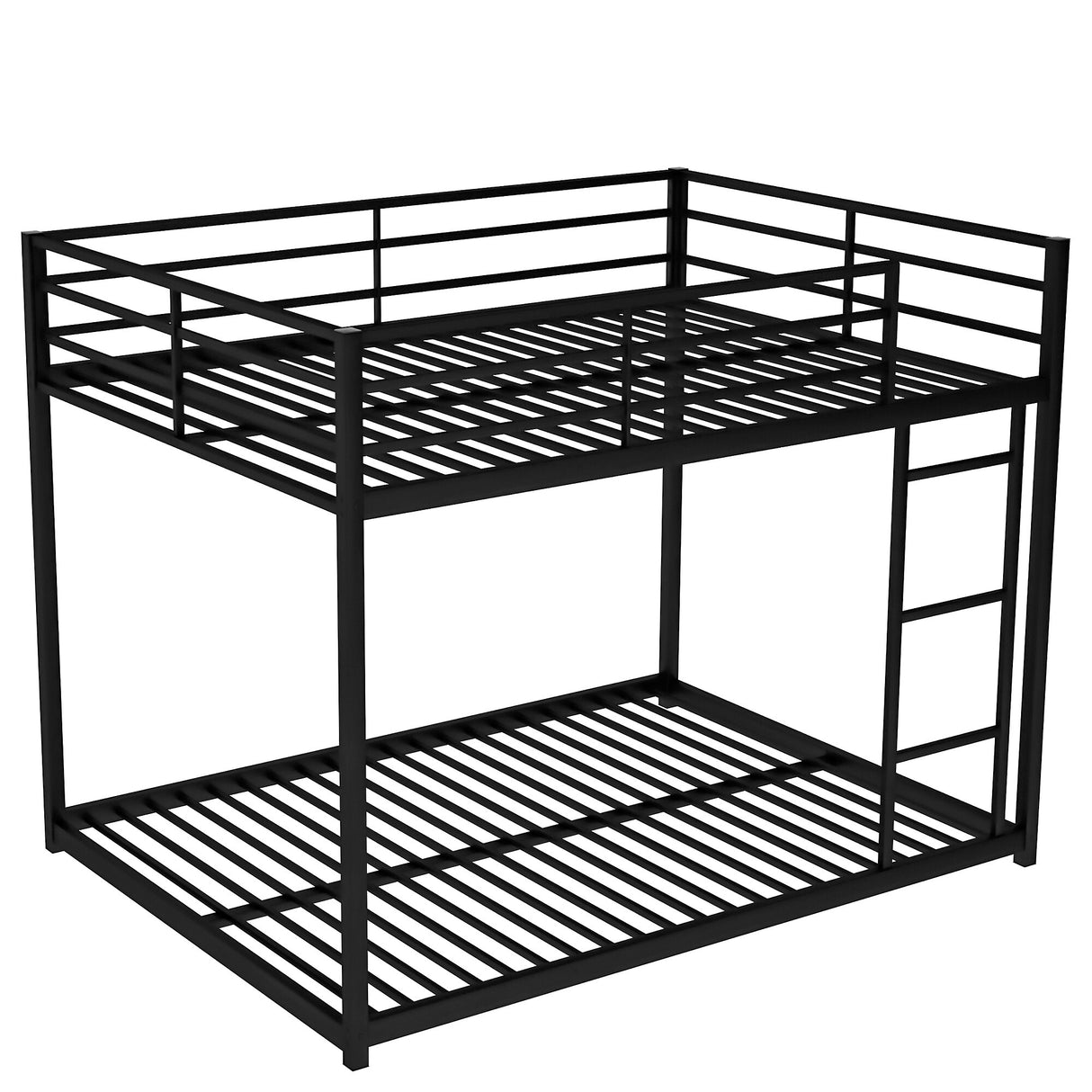 Modern Metal Bunk Bed, Low Bunk Bed with Ladder