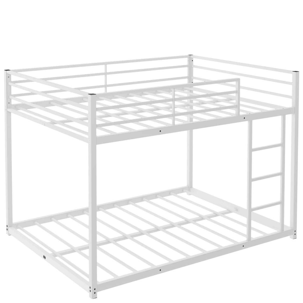 Modern Metal Bunk Bed, Low Bunk Bed with Ladder