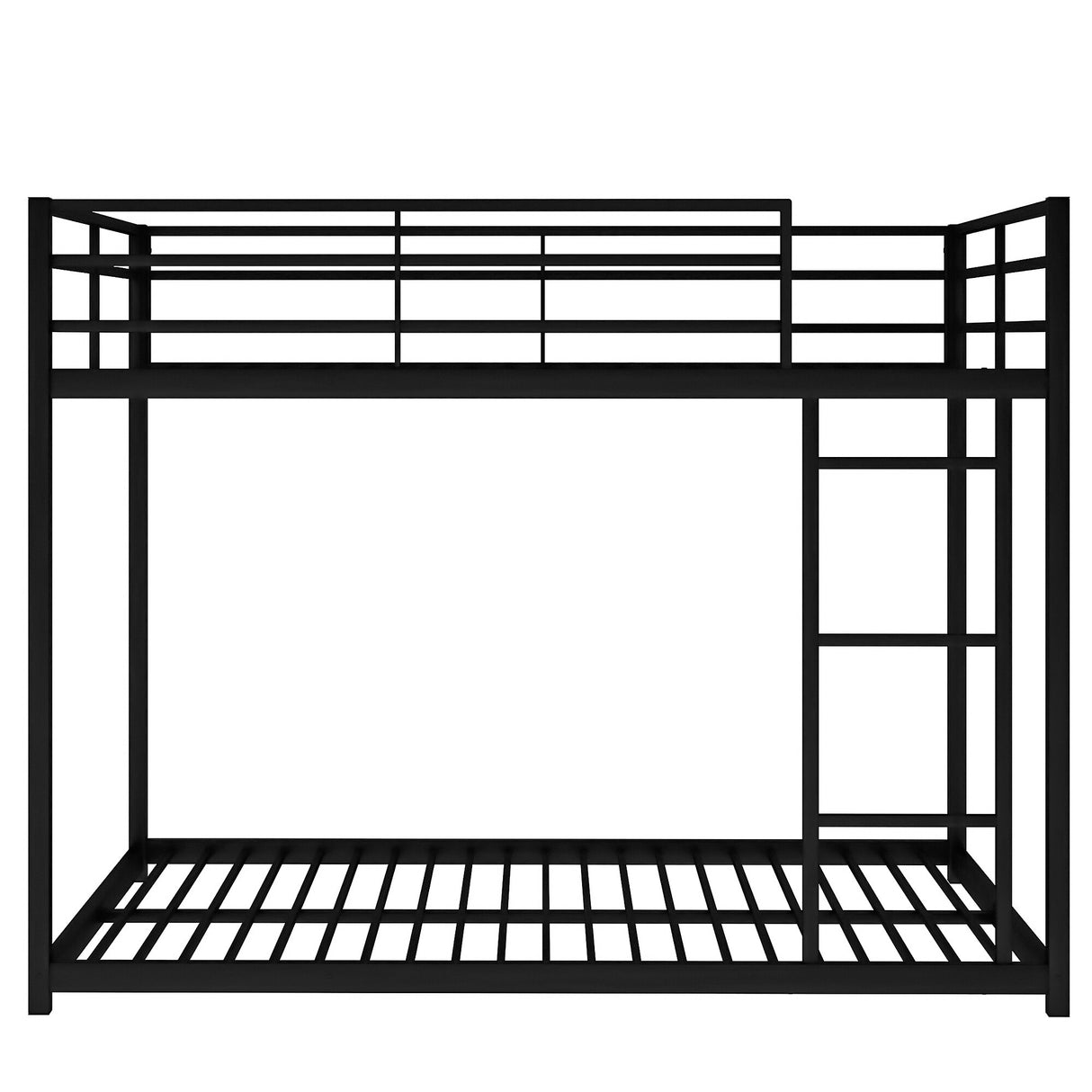 Modern Metal Bunk Bed, Low Bunk Bed with Ladder