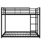Modern Metal Bunk Bed, Low Bunk Bed with Ladder