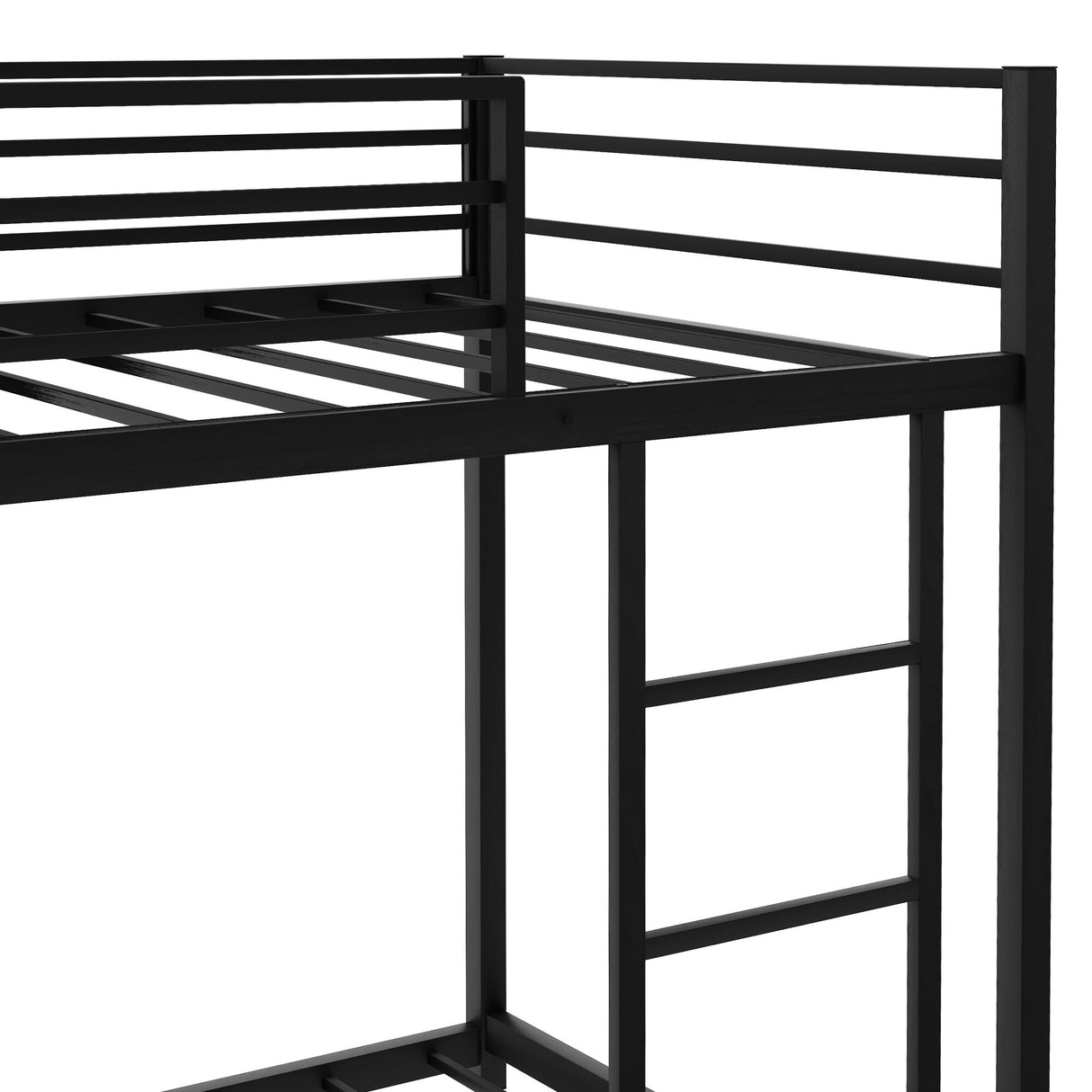 Modern Metal Bunk Bed, Low Bunk Bed with Ladder