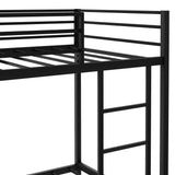 Modern Metal Bunk Bed, Low Bunk Bed with Ladder