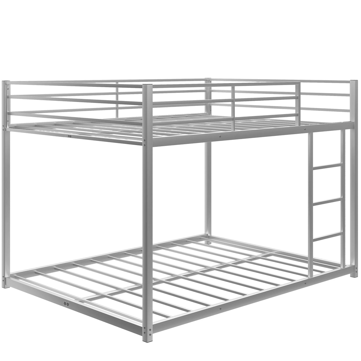 Modern Metal Bunk Bed, Low Bunk Bed with Ladder