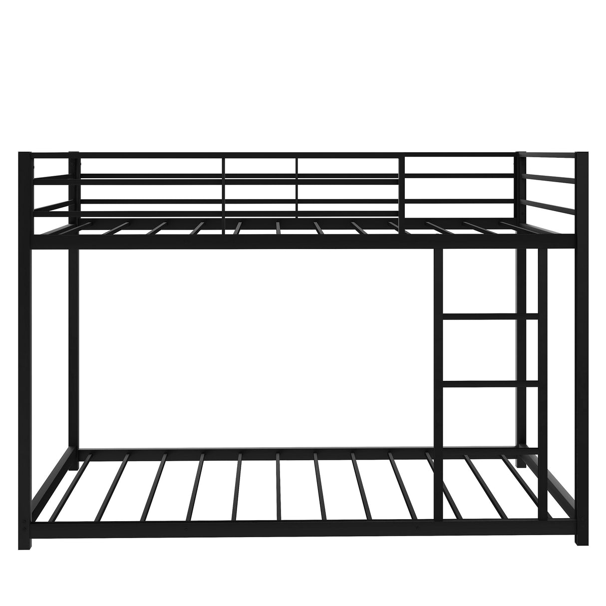 Modern Metal Bunk Bed, Low Bunk Bed with Ladder
