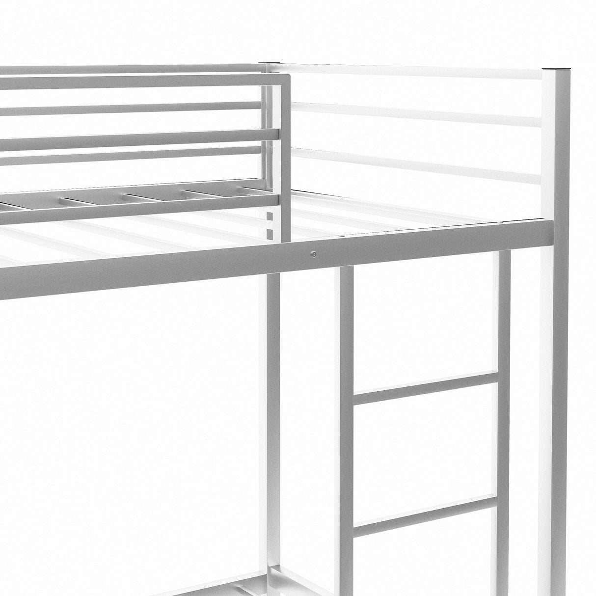 Modern Metal Bunk Bed, Low Bunk Bed with Ladder