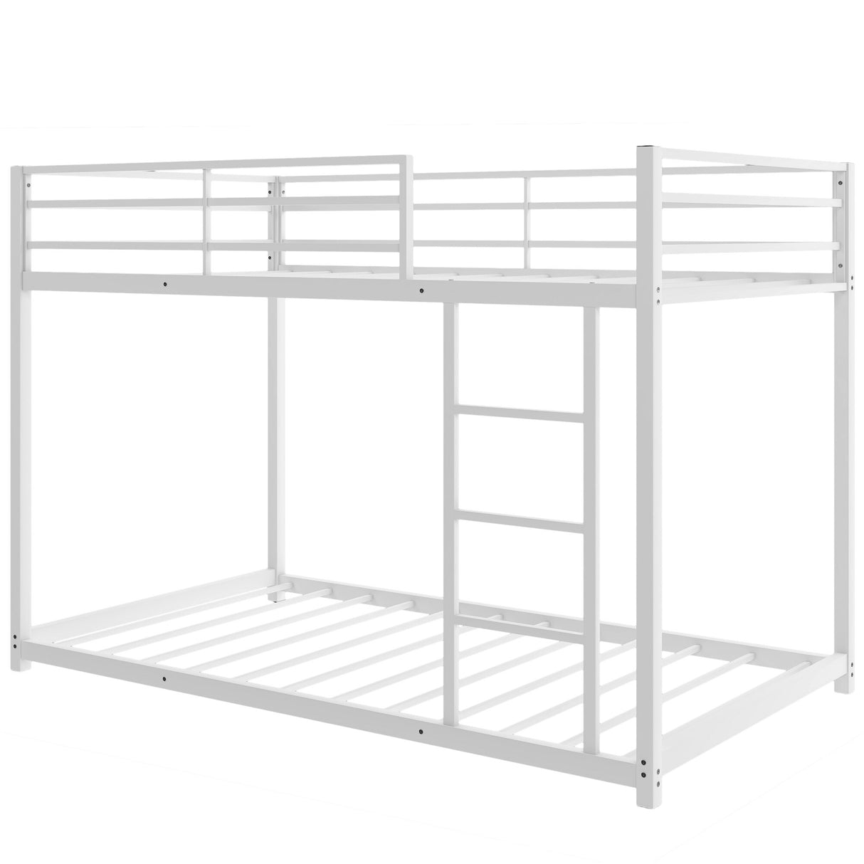 Modern Metal Bunk Bed, Low Bunk Bed with Ladder