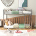 Modern Metal Bunk Bed, Low Bunk Bed with Ladder