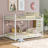 Modern Metal Bunk Bed, Low Bunk Bed with Ladder