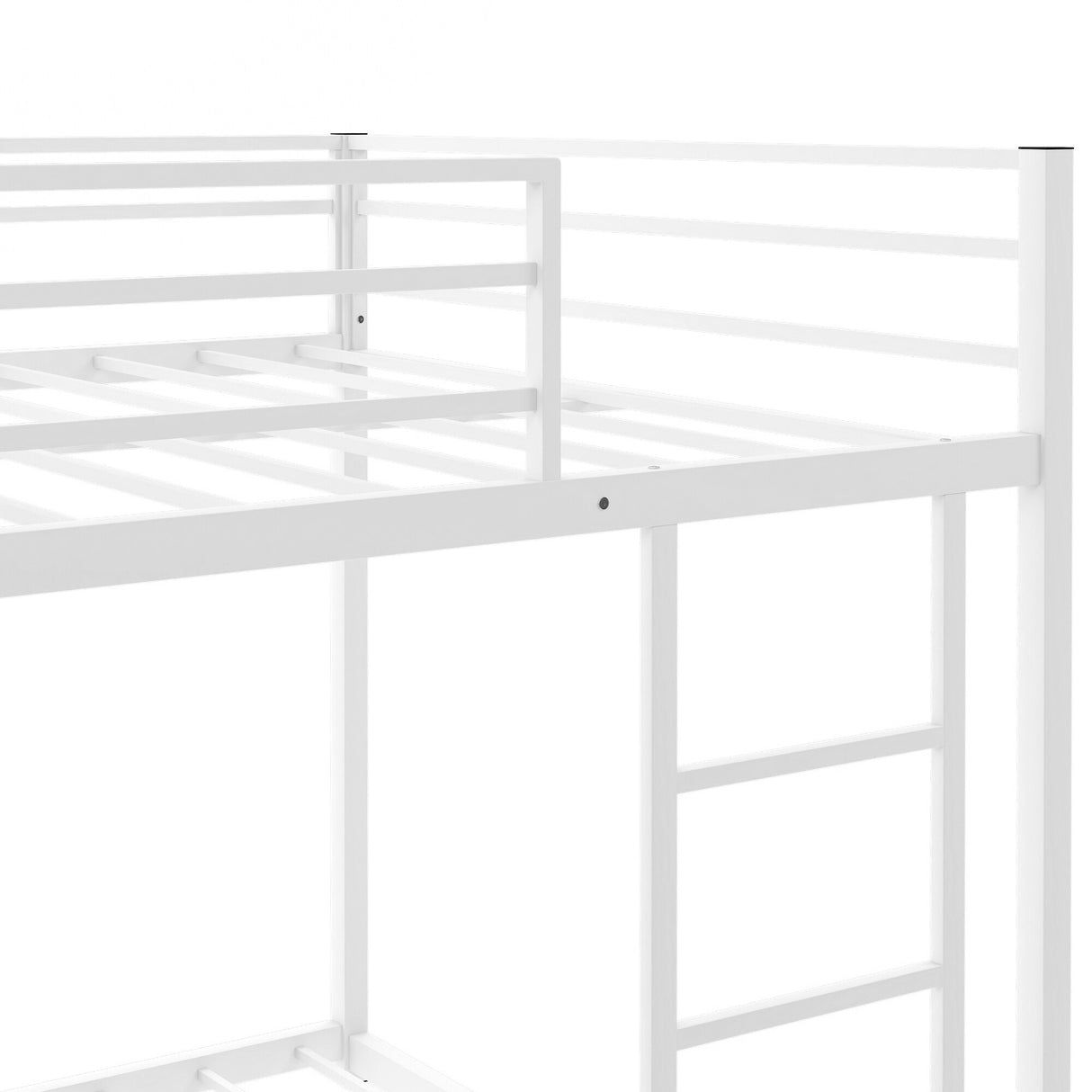 Modern Metal Bunk Bed, Low Bunk Bed with Ladder