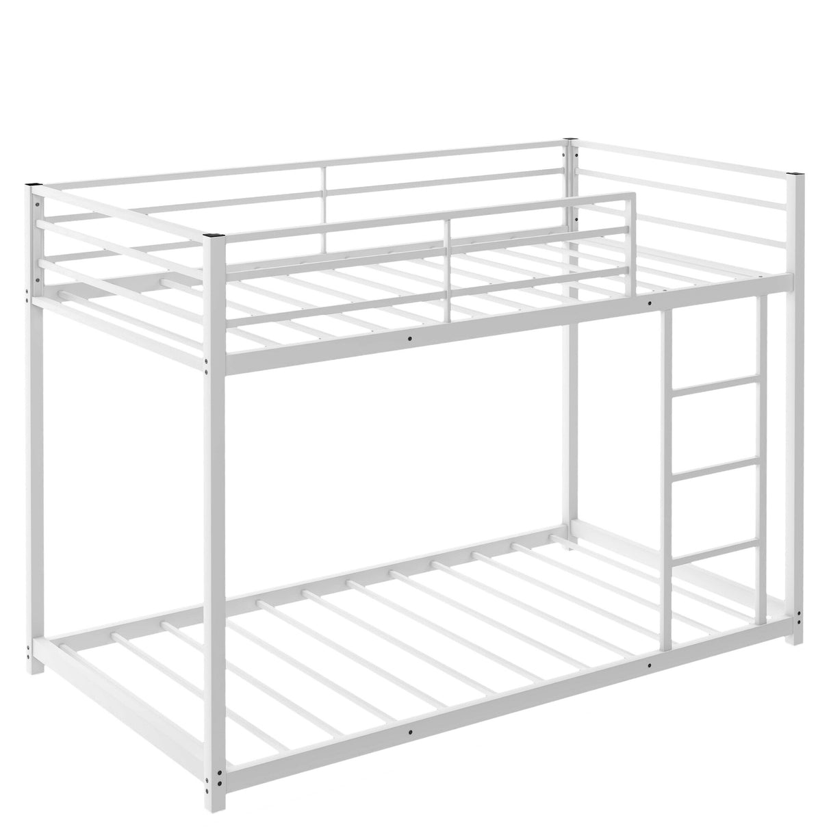 Modern Metal Bunk Bed, Low Bunk Bed with Ladder