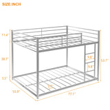 Modern Metal Bunk Bed, Low Bunk Bed with Ladder