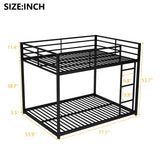Modern Metal Bunk Bed, Low Bunk Bed with Ladder