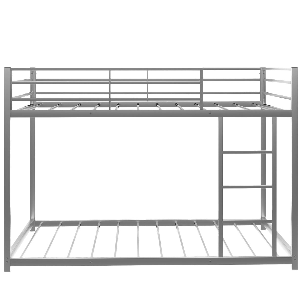Modern Metal Bunk Bed, Low Bunk Bed with Ladder