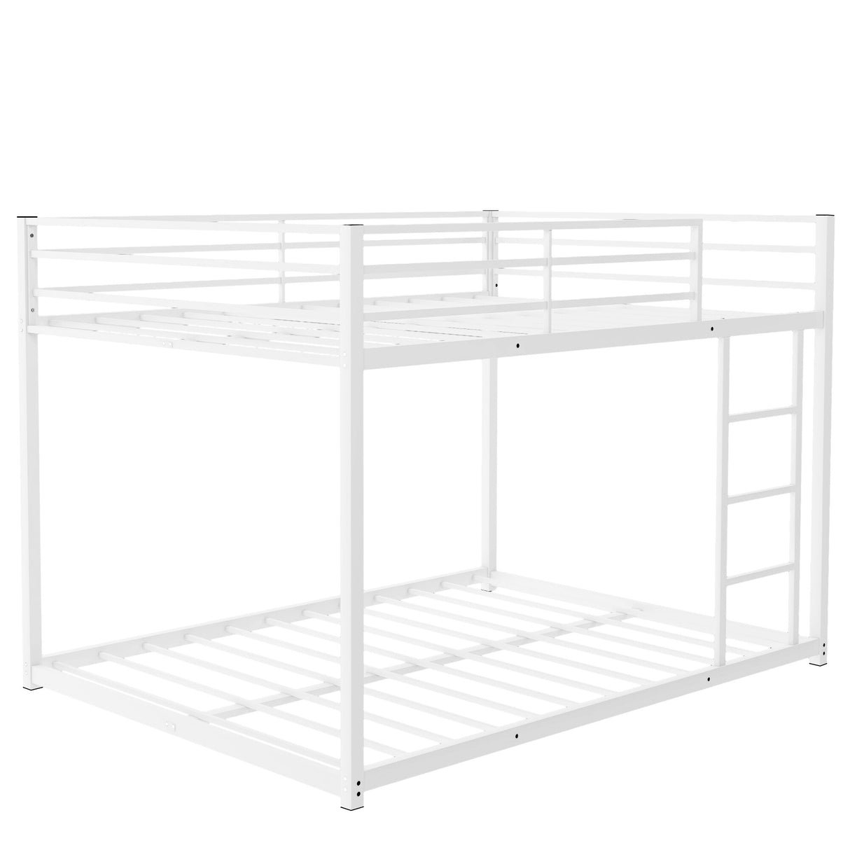 Modern Metal Bunk Bed, Low Bunk Bed with Ladder
