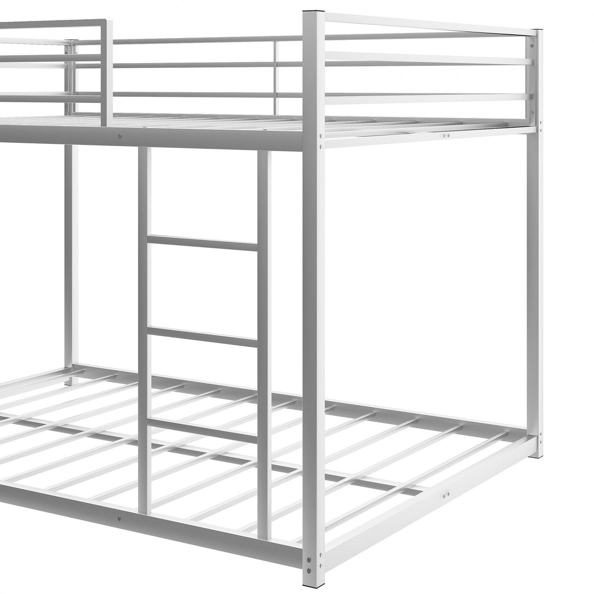 Modern Metal Bunk Bed, Low Bunk Bed with Ladder