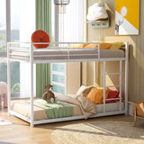 Modern Metal Bunk Bed, Low Bunk Bed with Ladder