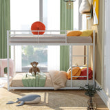 Modern Metal Bunk Bed, Low Bunk Bed with Ladder