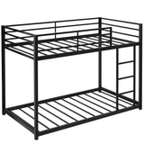 Modern Metal Bunk Bed, Low Bunk Bed with Ladder