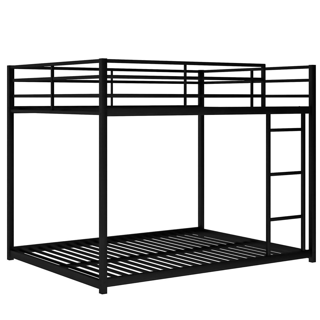 Modern Metal Bunk Bed, Low Bunk Bed with Ladder