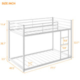 Modern Metal Bunk Bed, Low Bunk Bed with Ladder
