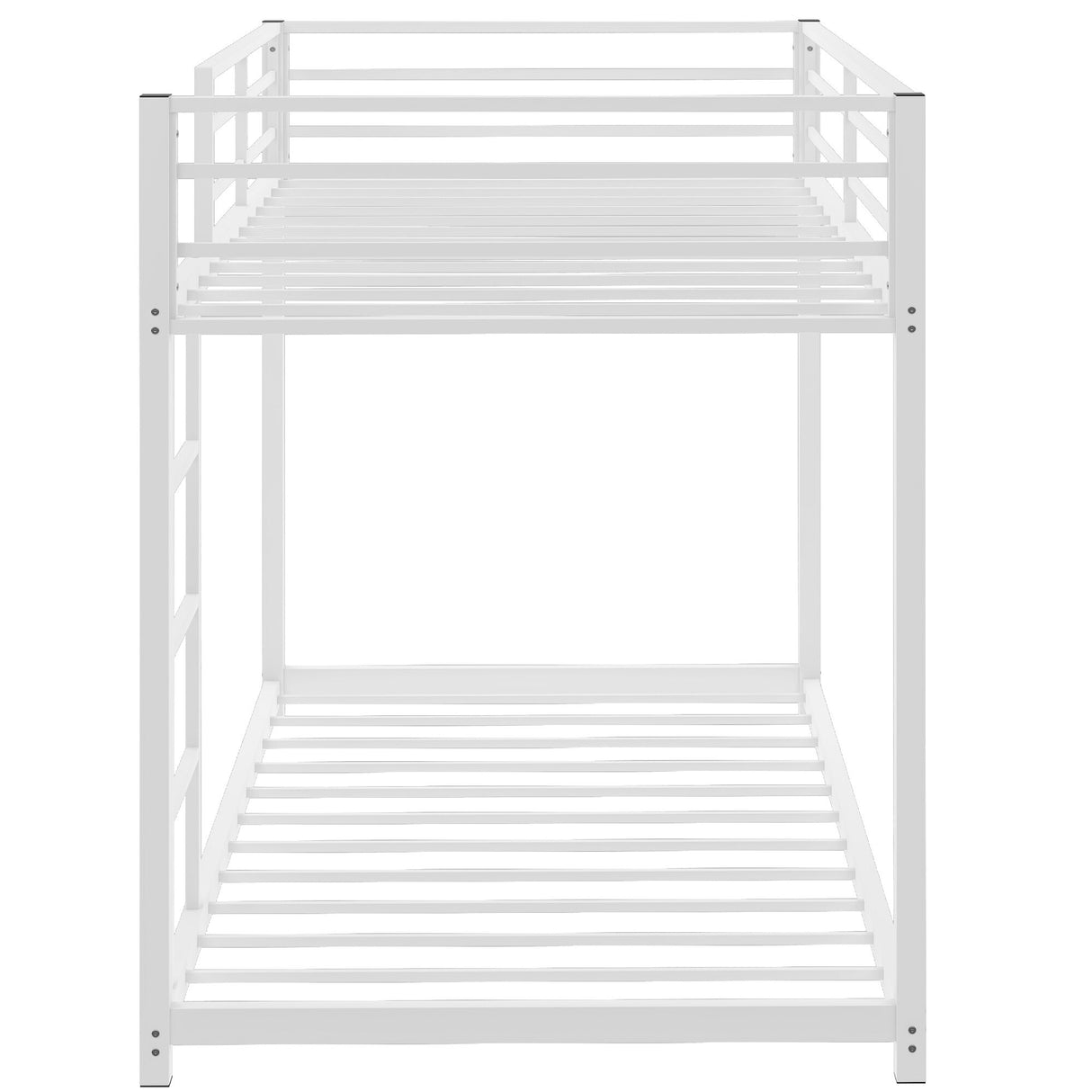 Modern Metal Bunk Bed, Low Bunk Bed with Ladder
