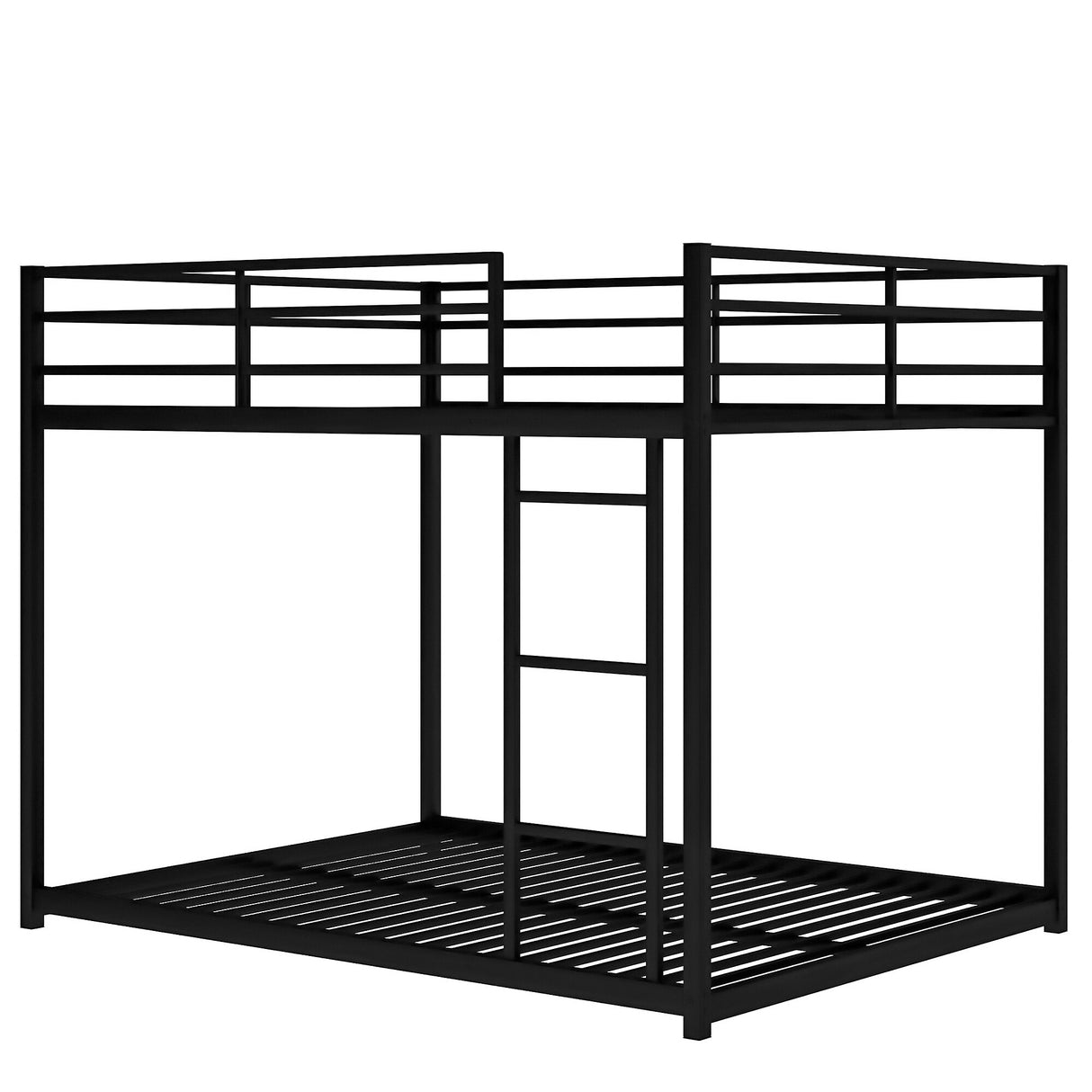 Modern Metal Bunk Bed, Low Bunk Bed with Ladder