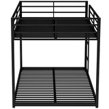 Modern Metal Bunk Bed, Low Bunk Bed with Ladder