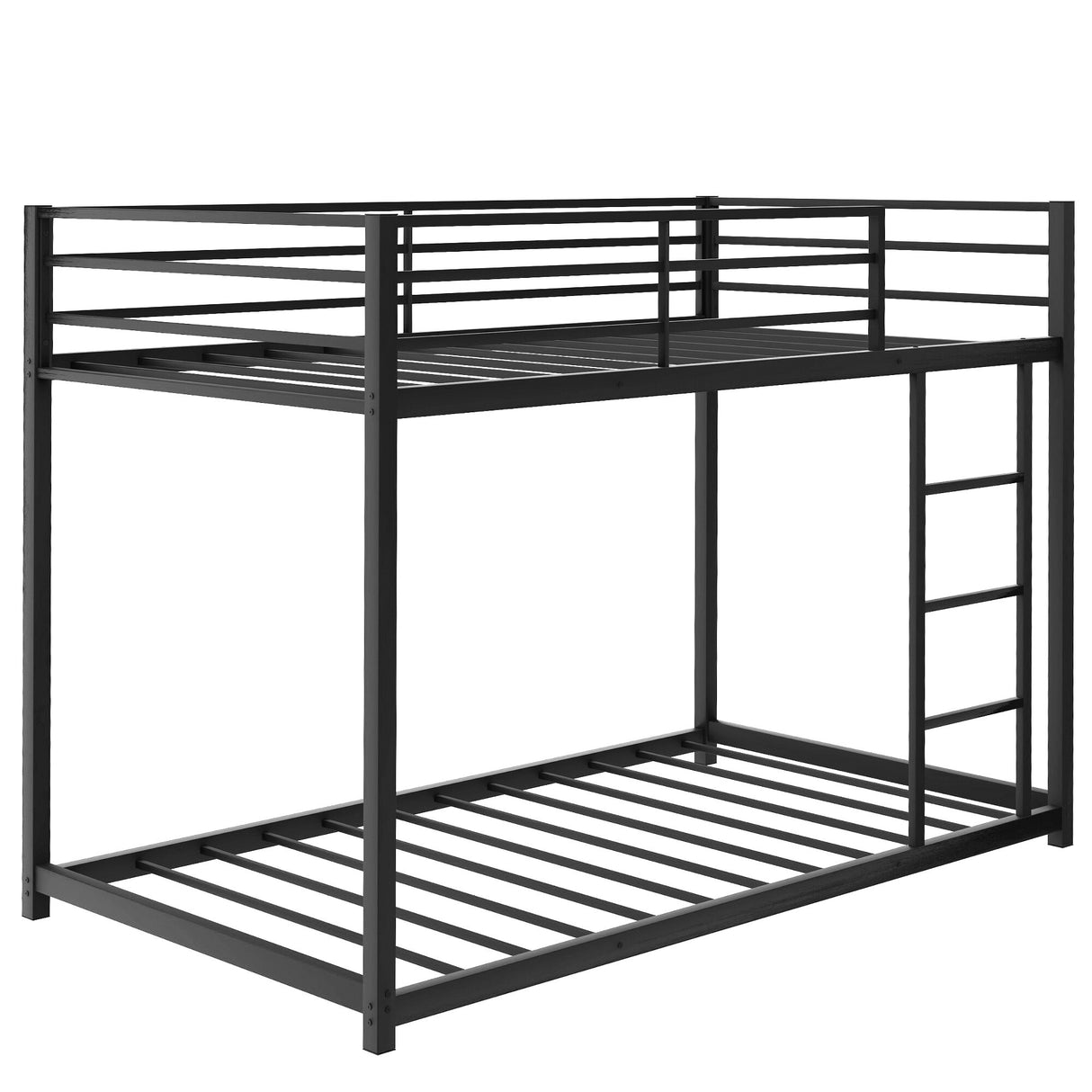Modern Metal Bunk Bed, Low Bunk Bed with Ladder