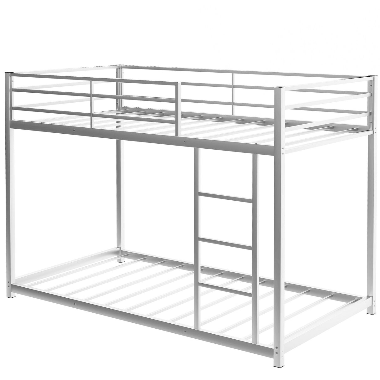 Modern Metal Bunk Bed, Low Bunk Bed with Ladder