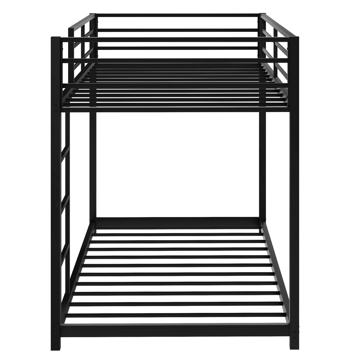 Modern Metal Bunk Bed, Low Bunk Bed with Ladder