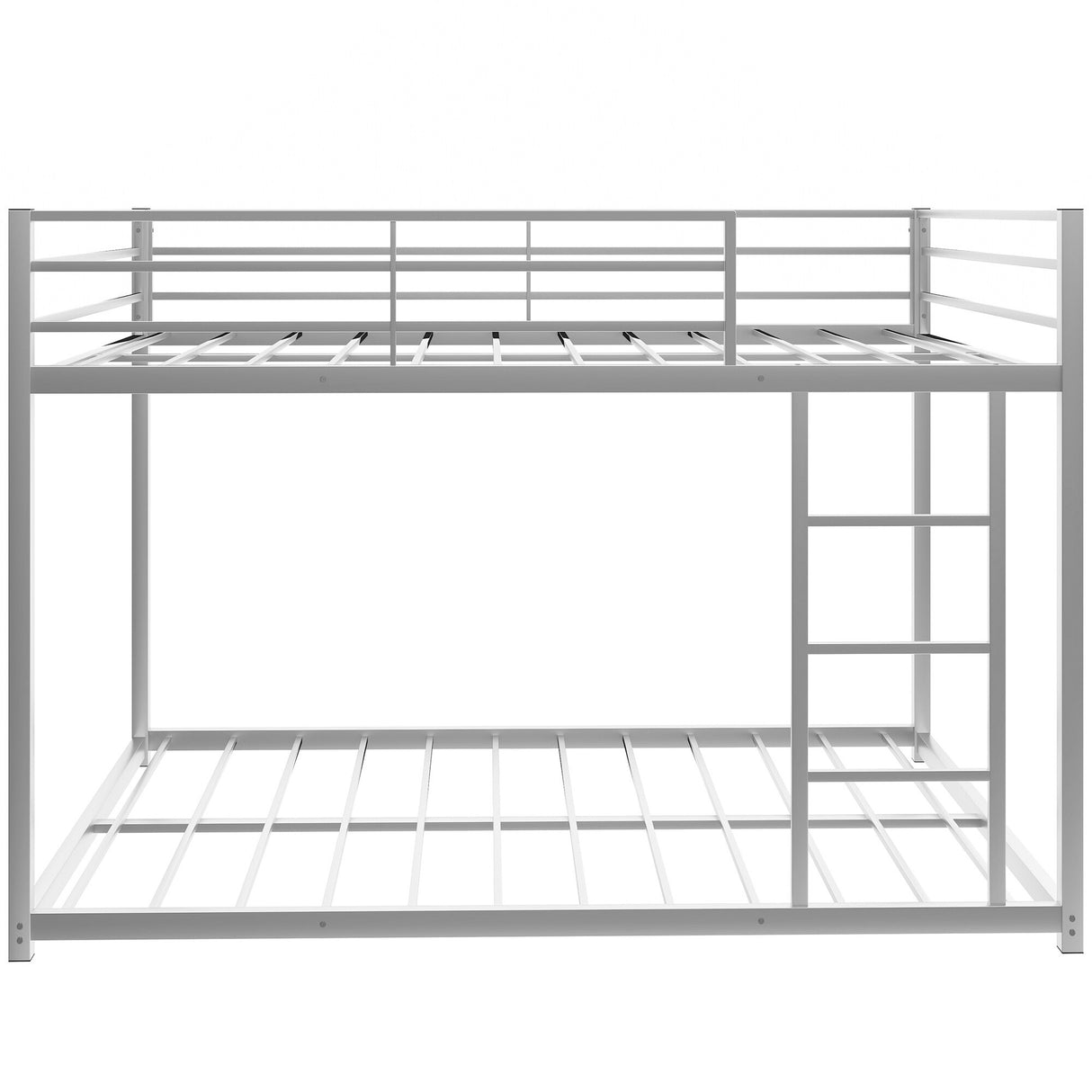 Modern Metal Bunk Bed, Low Bunk Bed with Ladder