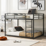 Modern Metal Bunk Bed, Low Bunk Bed with Ladder