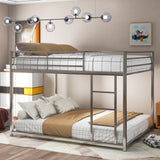 Modern Metal Bunk Bed, Low Bunk Bed with Ladder