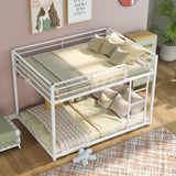 Modern Metal Bunk Bed, Low Bunk Bed with Ladder