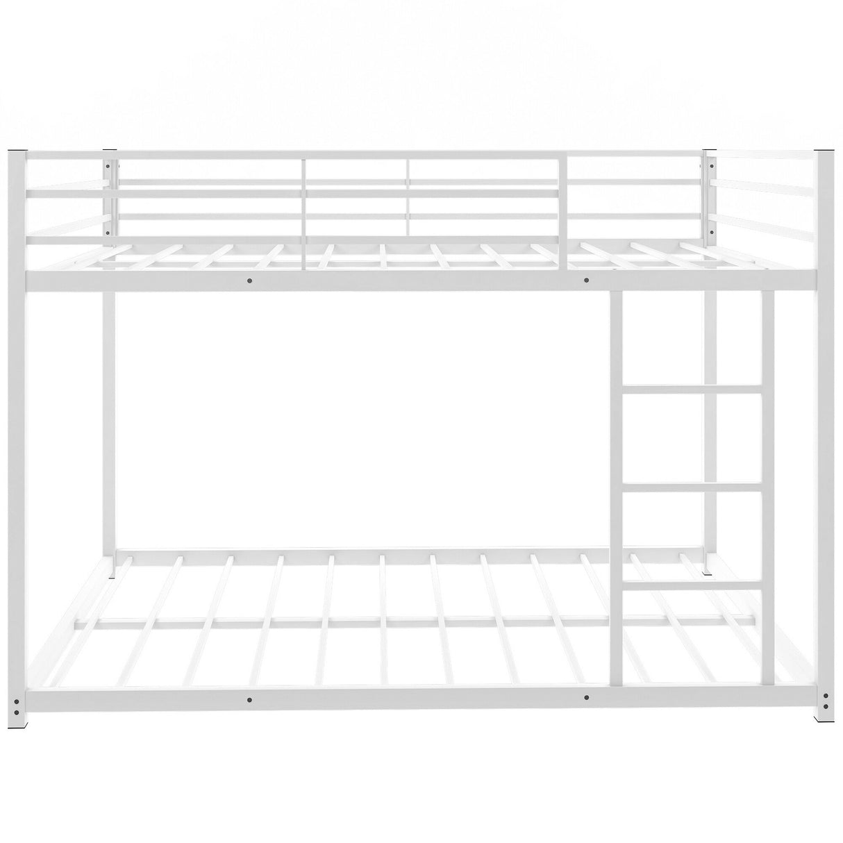 Modern Metal Bunk Bed, Low Bunk Bed with Ladder