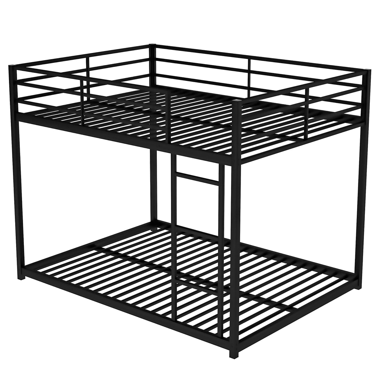 Modern Metal Bunk Bed, Low Bunk Bed with Ladder