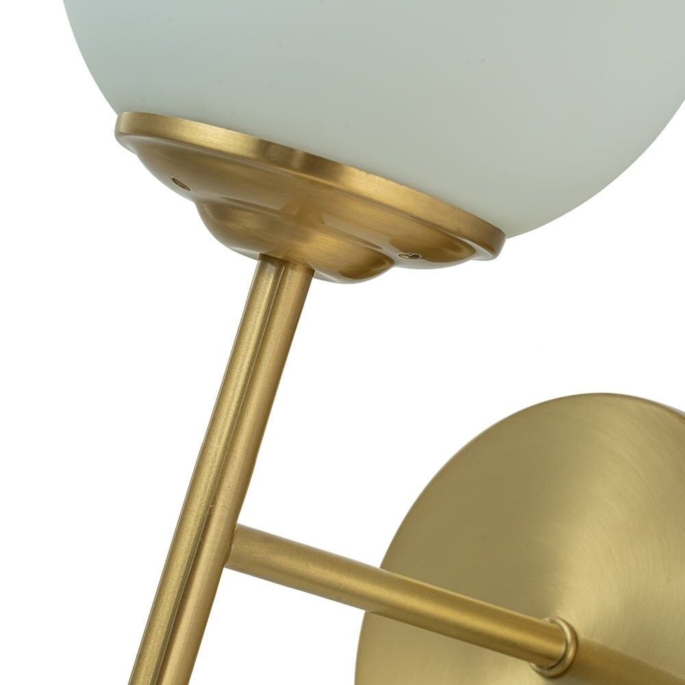 Modern Mid-Century Opal Glass Globe Brass Single Wall Lamp
