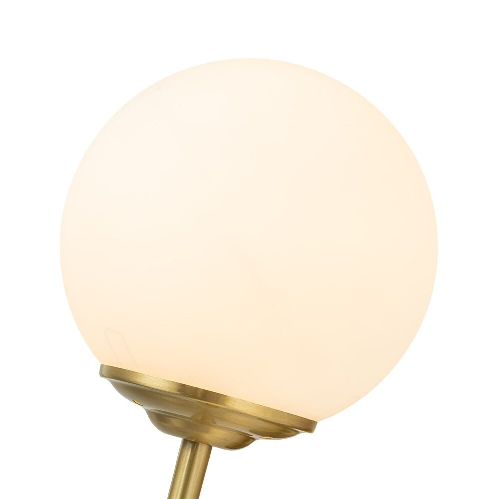 Modern Mid-Century Opal Glass Globe Brass Single Wall Lamp