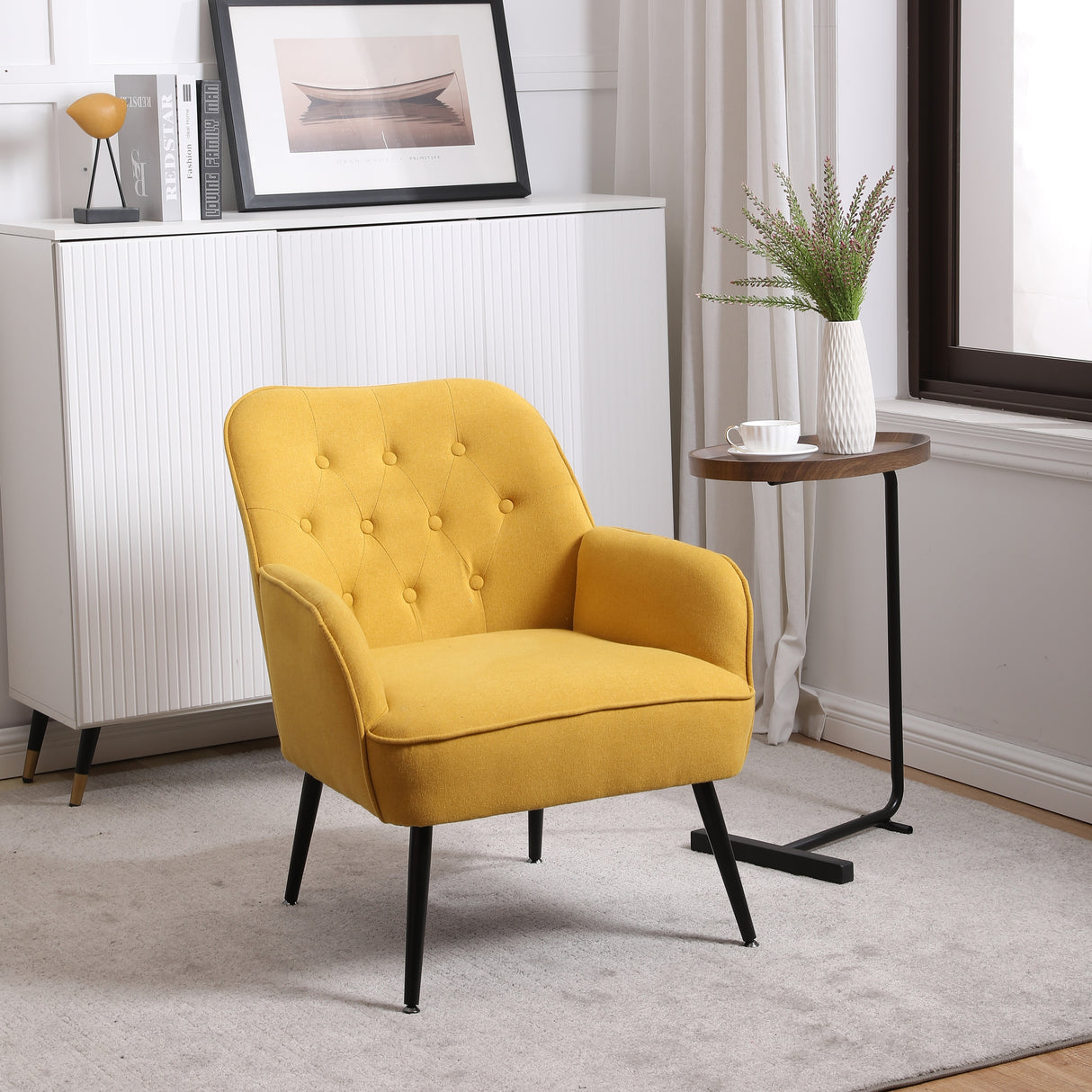 Modern Mid Century velvet Sherpa Armchair Easy Assemble
