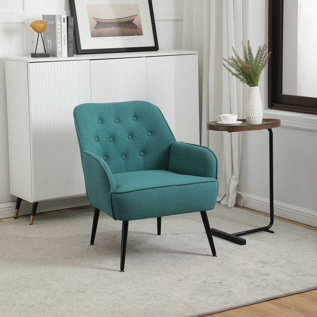 Modern Mid Century velvet Sherpa Armchair Easy Assemble