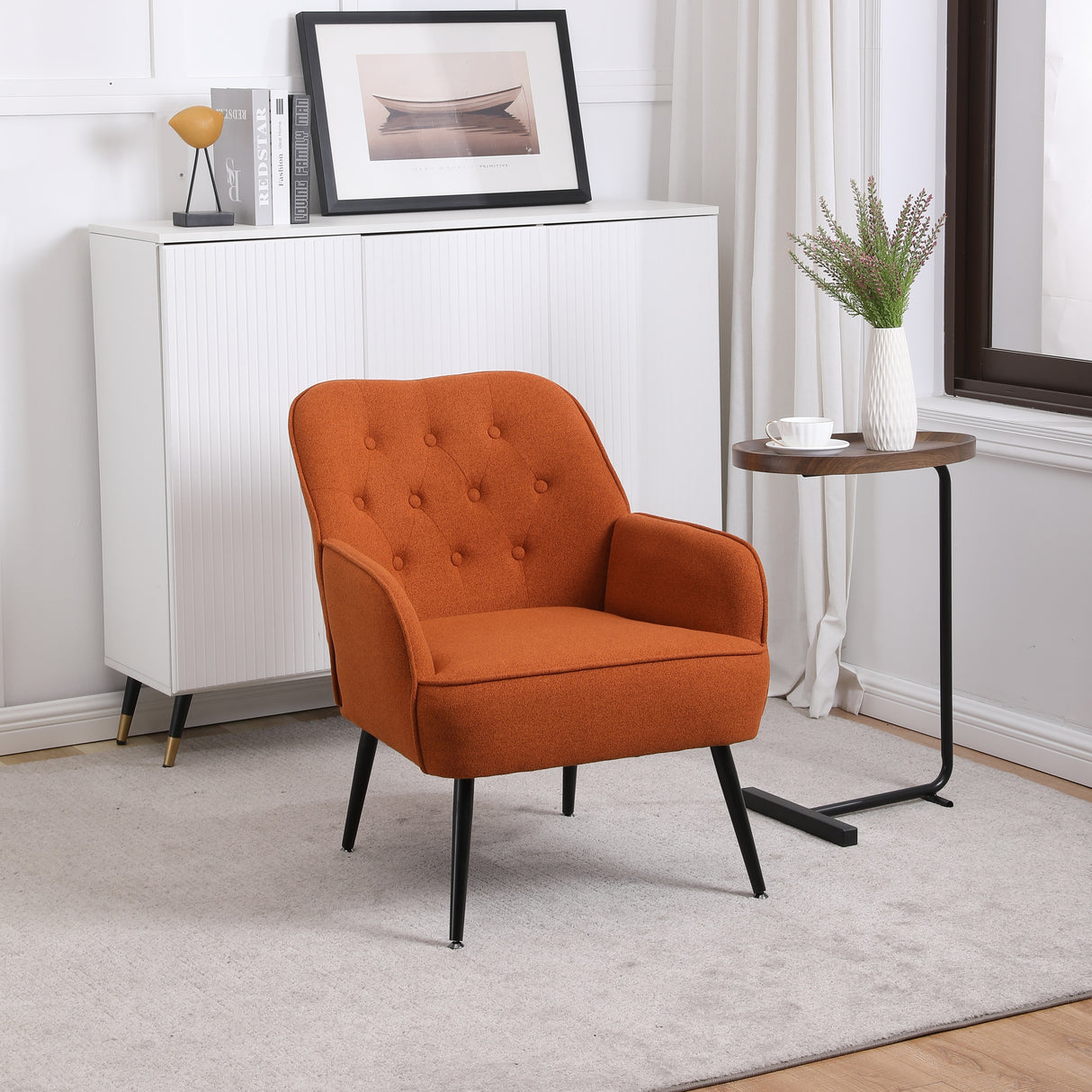 Modern Mid Century velvet Sherpa Armchair Easy Assemble
