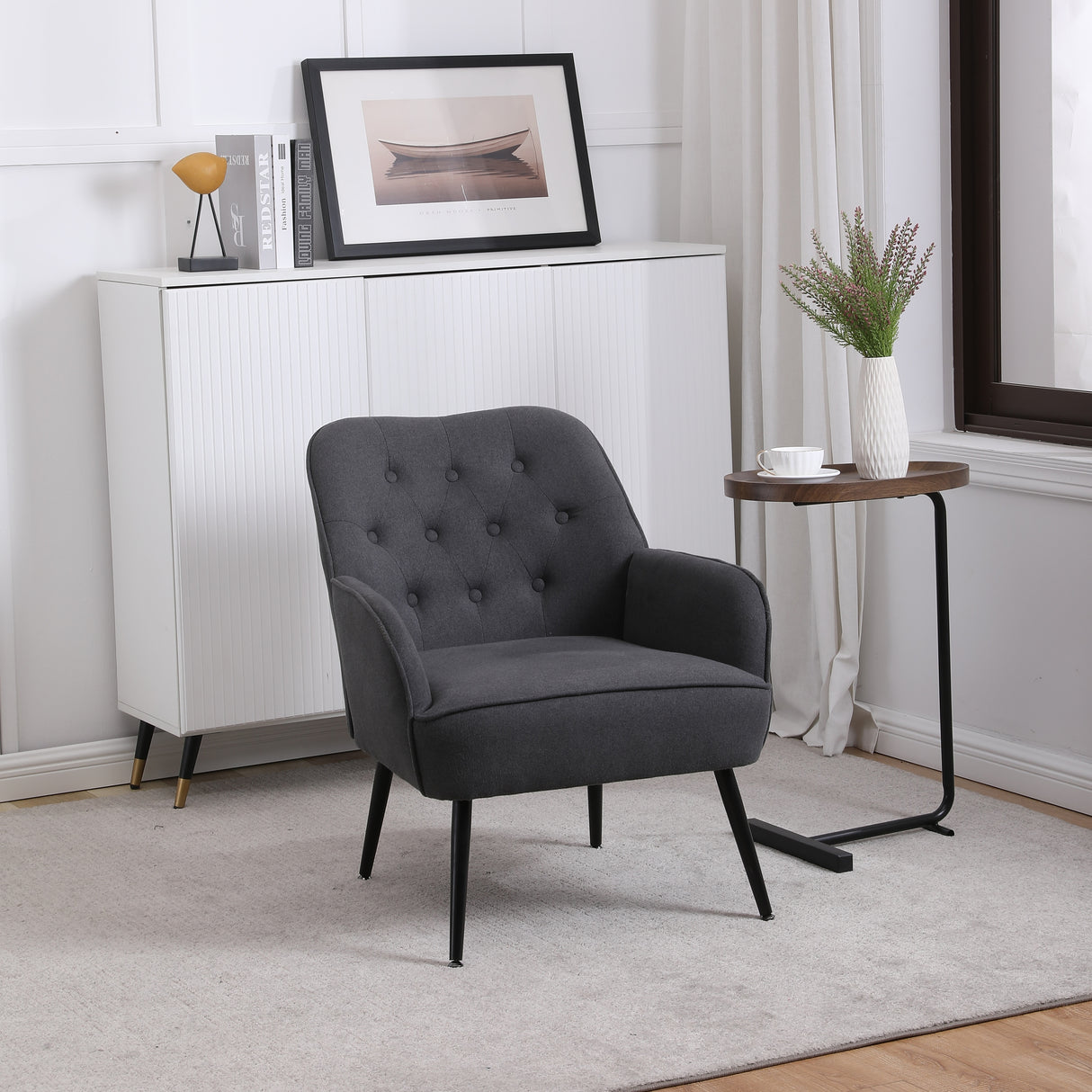 Modern Mid Century velvet Sherpa Armchair Easy Assemble