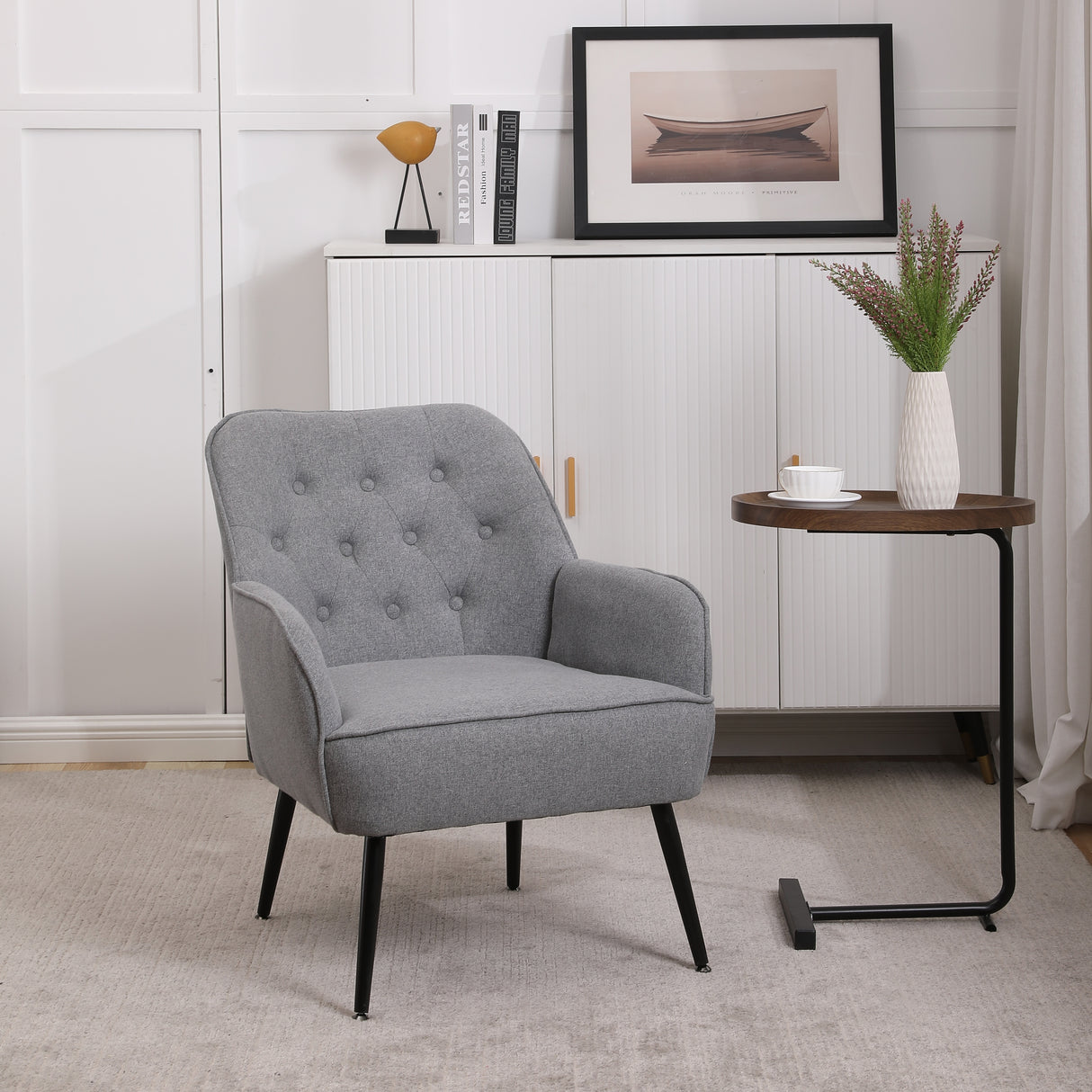 Modern Mid Century velvet Sherpa Armchair Easy Assemble