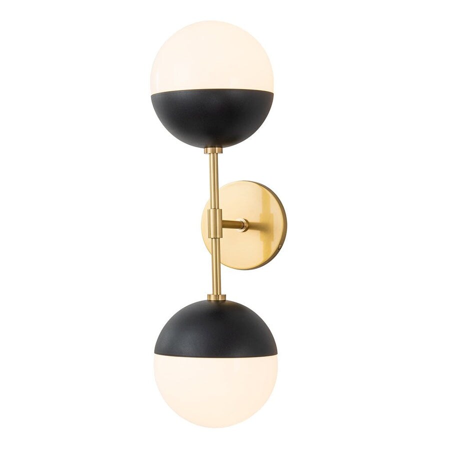 Modern Mid-century 2-Light White Opal Globe Wall Sconce