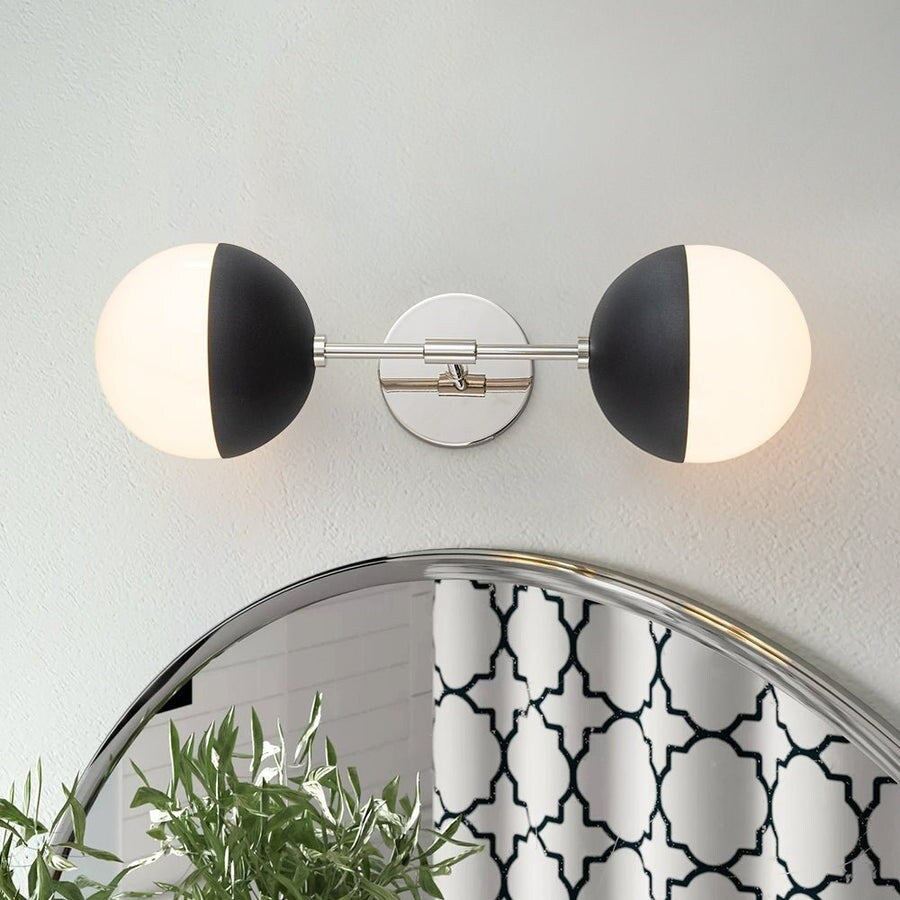 Modern Mid-century 2-Light White Opal Globe Wall Sconce