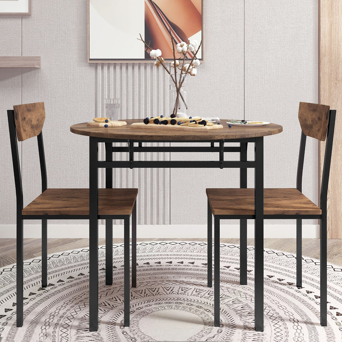 Modern Minimalist 3 Piece Round Dining Table Set for 2 Classic Drop L Overstock