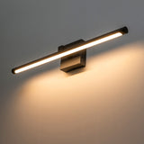 1-Light Modern Black Aluminum Linear Wall Light Strip Dimmable Integrated LED Bathroom Vanity Light
