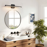 1-Light Modern Black Aluminum Linear Wall Light Strip Dimmable Integrated LED Bathroom Vanity Light