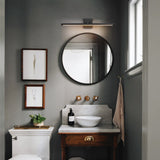 1-Light Modern Black Aluminum Linear Wall Light Strip Dimmable Integrated LED Bathroom Vanity Light